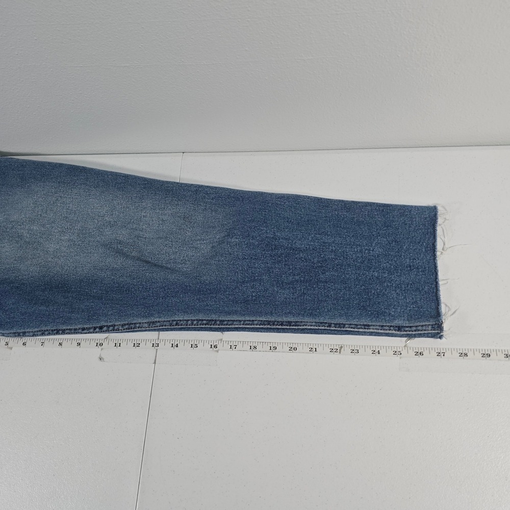 Hollister Curvy Ultra High-Rise Vintage Straight Jeans Blue Raw Hem 7R W28 L27 - Picture 8 of 8